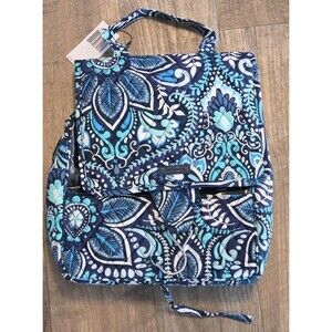 Vera Bradley Blue Island Medallion Hanging Travel Makeup Bag Roll Up